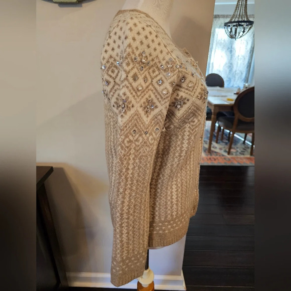Telluride Clothing Co. Size Small Fair Isle Sweater Cardigan Lambswool Jeweled - Picture 5 of 10